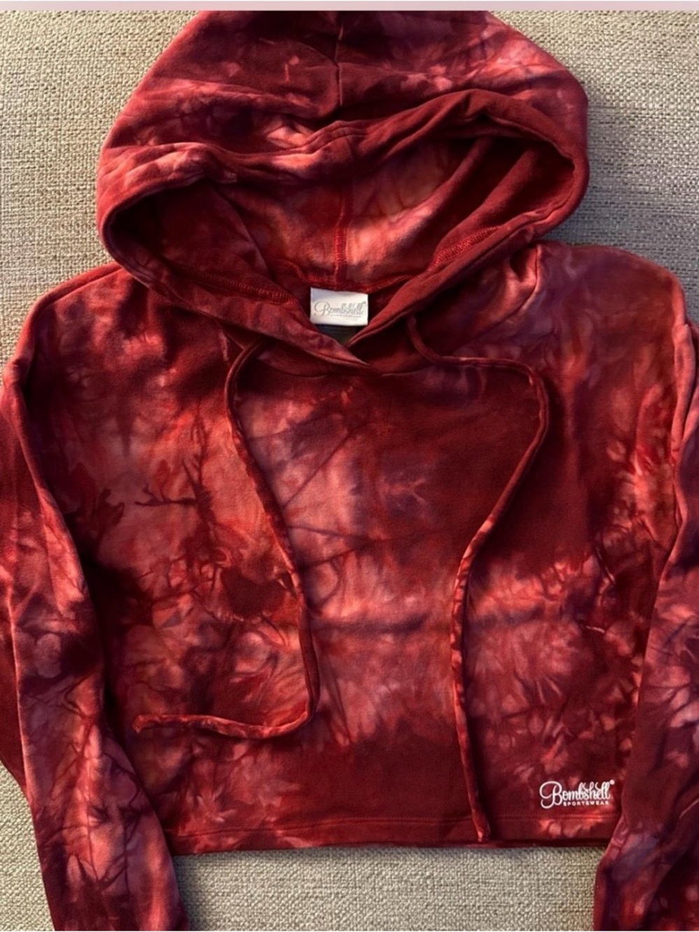 Bombshell Sportswear Red Tie-Dye Cropped Hoodie